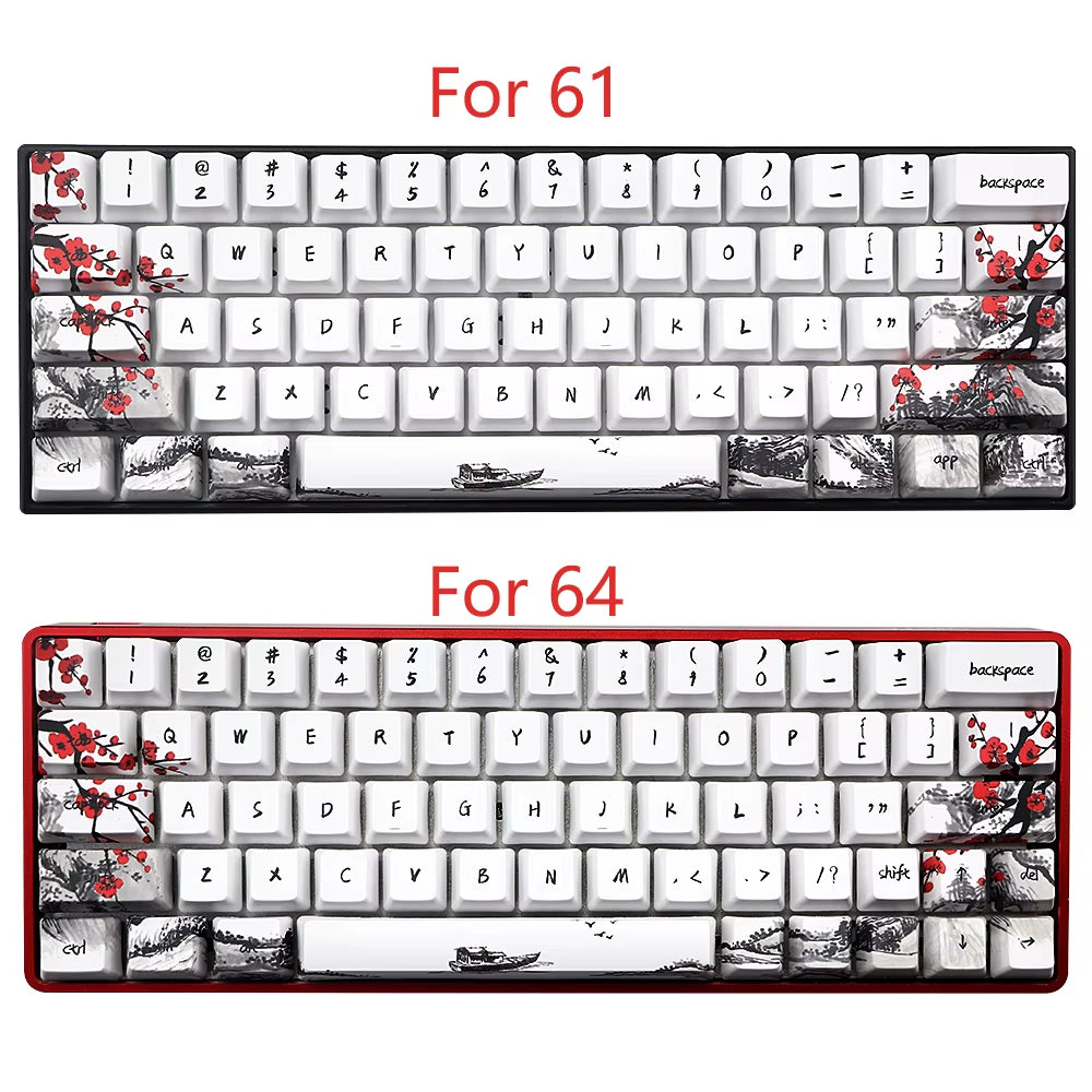 Just Sales s Novelty Allover Dye Subb Plum Blossom 71 Key OEM Profile for RK61 ALT61 Anne PRO2 Gk61 Gk64 Dz60 Key