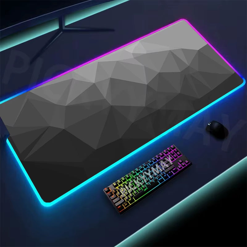 Geometry Large RGB Gamer Mousepad 40X90Cm Mouse Mat Gaming Mousepads LED Keyboard Mats Luminous Desk Pads Mouse Pad for PC