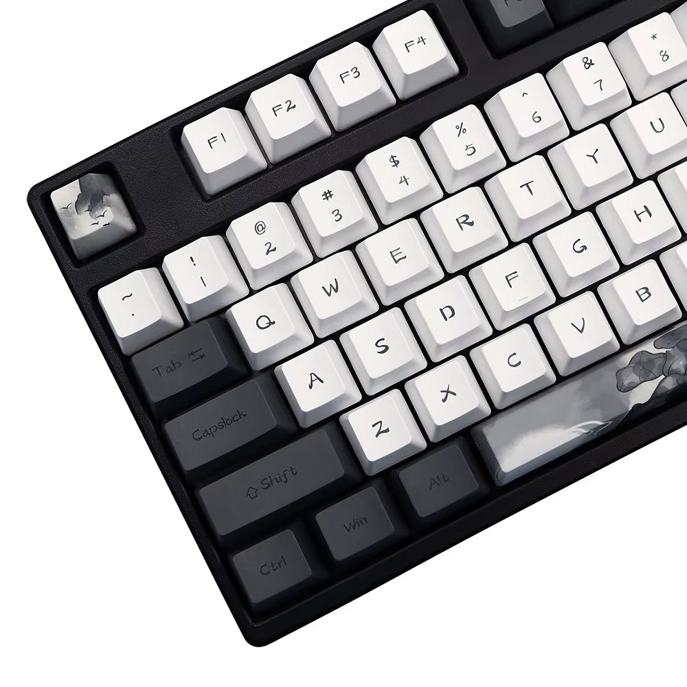 German French Spain Ink Lotus Pbt Keycap OEM Profile Dye Sub Keycaps for Gk61 Rk61 68 980 108 QWERTZ AZERTY MX Keyboard Key Caps