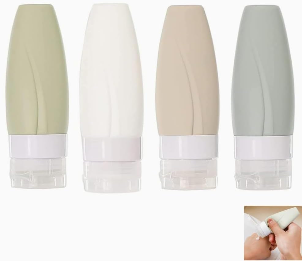 4 PCS Travel Squeeze Bottle, Leak Proof Silicon Tubes Travel Size Toiletries Containers,Travel Containers for Toiletries,