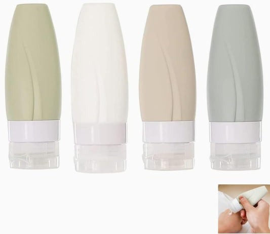 4 PCS Travel Squeeze Bottle, Leak Proof Silicon Tubes Travel Size Toiletries Containers,Travel Containers for Toiletries,