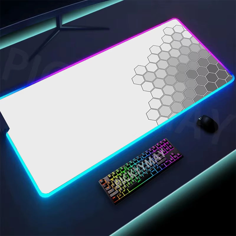 Geometry Large RGB Gamer Mousepad 40X90Cm Mouse Mat Gaming Mousepads LED Keyboard Mats Luminous Desk Pads Mouse Pad for PC