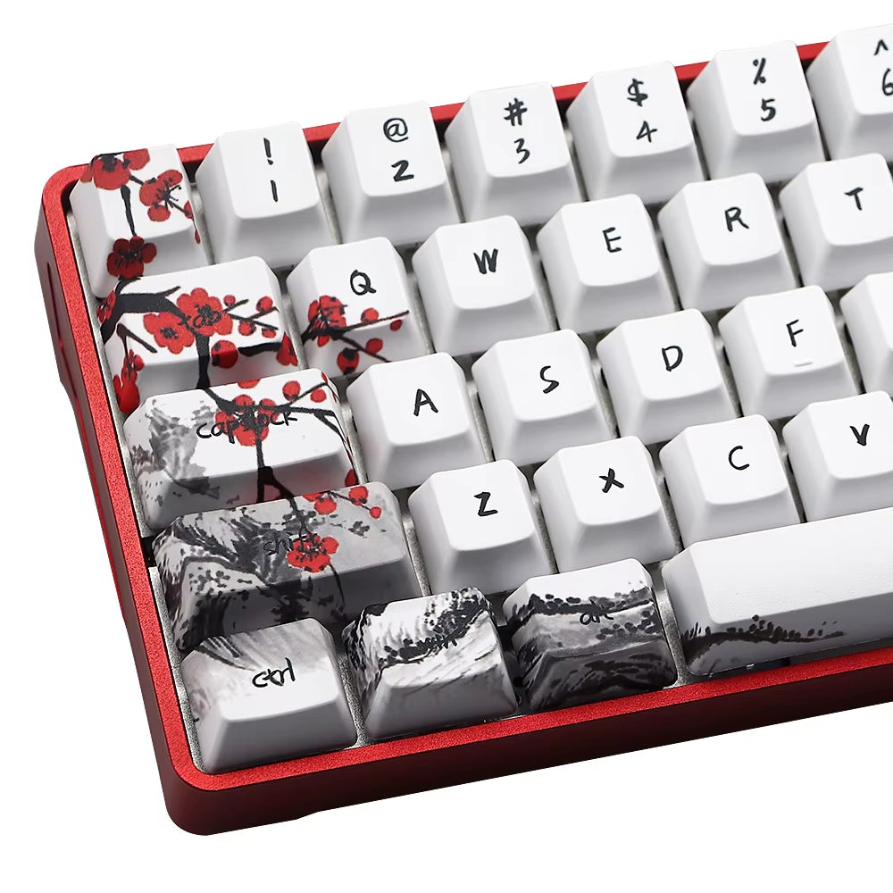 Just Sales s Novelty Allover Dye Subb Plum Blossom 71 Key OEM Profile  for RK61 ALT61 Anne PRO2 Gk61 Gk64 Dz60 Key