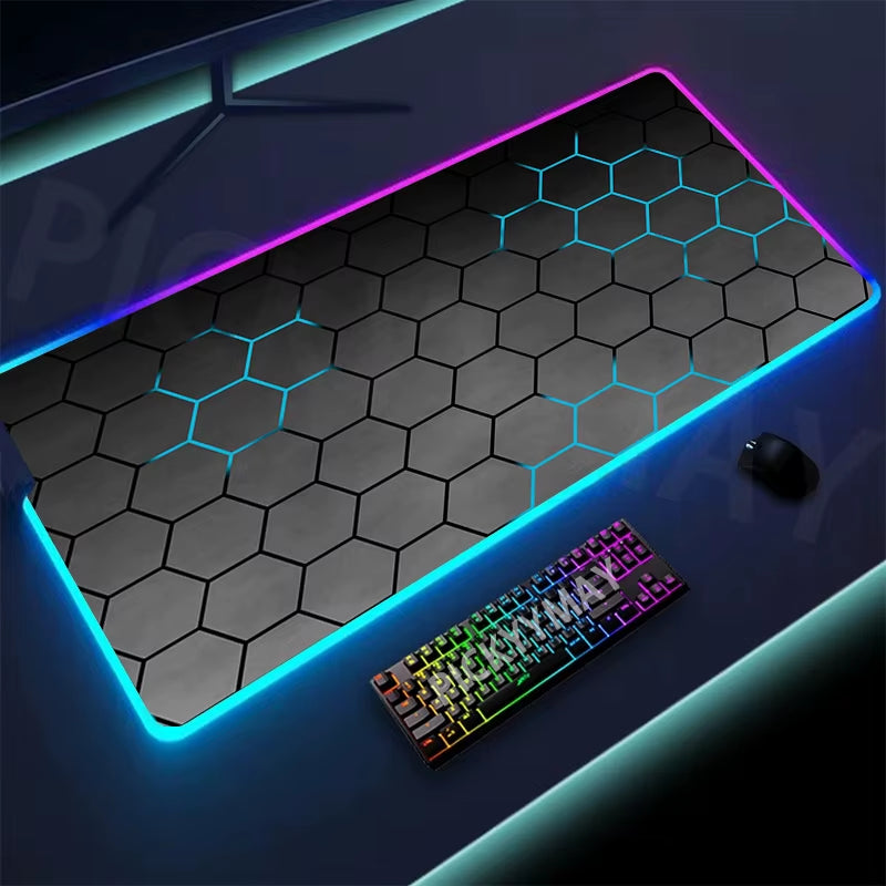 Geometry Large RGB Gamer Mousepad 40X90Cm Mouse Mat Gaming Mousepads LED Keyboard Mats Luminous Desk Pads Mouse Pad for PC