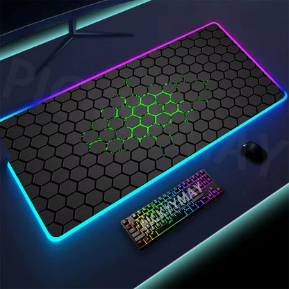Geometry Large RGB Gamer Mousepad 40X90Cm Mouse Mat Gaming Mousepads LED Keyboard Mats Luminous Desk Pads Mouse Pad for PC