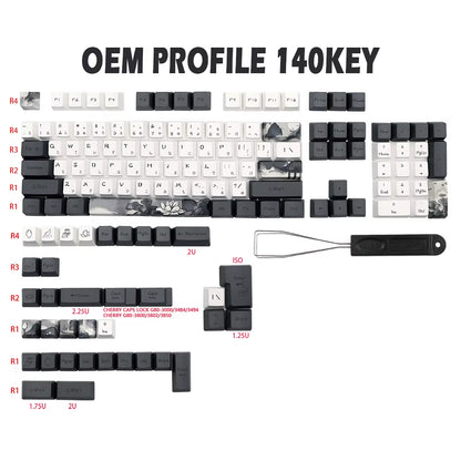 German French Spain Ink Lotus Pbt Keycap OEM Profile Dye Sub Keycaps for Gk61 Rk61 68 980 108 QWERTZ AZERTY MX Keyboard Key Caps