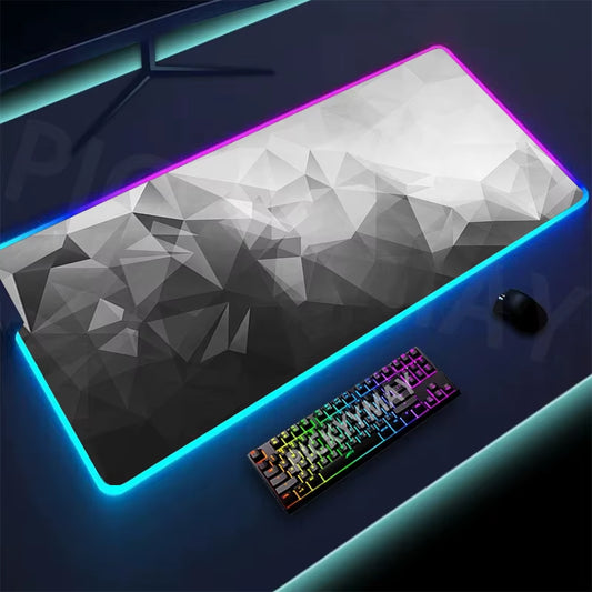 Geometry Large RGB Gamer Mousepad 40X90Cm Mouse Mat Gaming Mousepads LED Keyboard Mats Luminous Desk Pads Mouse Pad for PC