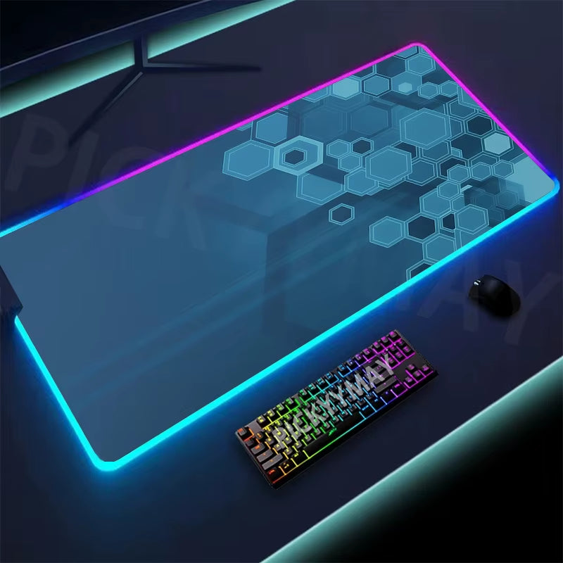Geometry Large RGB Gamer Mousepad 40X90Cm Mouse Mat Gaming Mousepads LED Keyboard Mats Luminous Desk Pads Mouse Pad for PC