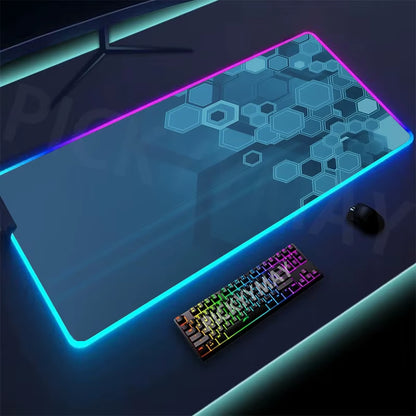 Geometry Large RGB Gamer Mousepad 40X90Cm Mouse Mat Gaming Mousepads LED Keyboard Mats Luminous Desk Pads Mouse Pad for PC