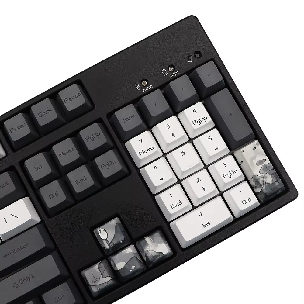 German French Spain Ink Lotus Pbt Keycap OEM Profile Dye Sub Keycaps for Gk61 Rk61 68 980 108 QWERTZ AZERTY MX Keyboard Key Caps