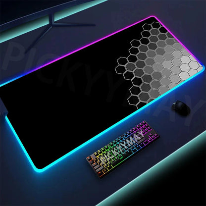 Geometry Large RGB Gamer Mousepad 40X90Cm Mouse Mat Gaming Mousepads LED Keyboard Mats Luminous Desk Pads Mouse Pad for PC