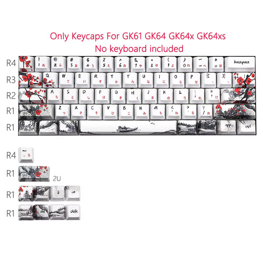 Just Sales s Novelty Allover Dye Subb Plum Blossom 71 Key OEM Profile  for RK61 ALT61 Anne PRO2 Gk61 Gk64 Dz60 Key
