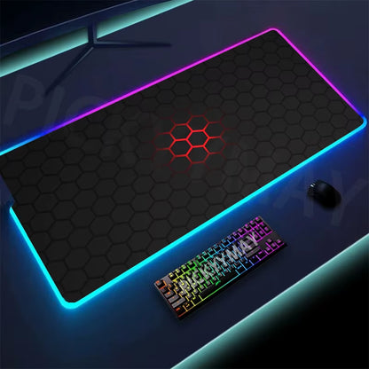 Geometry Large RGB Gamer Mousepad 40X90Cm Mouse Mat Gaming Mousepads LED Keyboard Mats Luminous Desk Pads Mouse Pad for PC