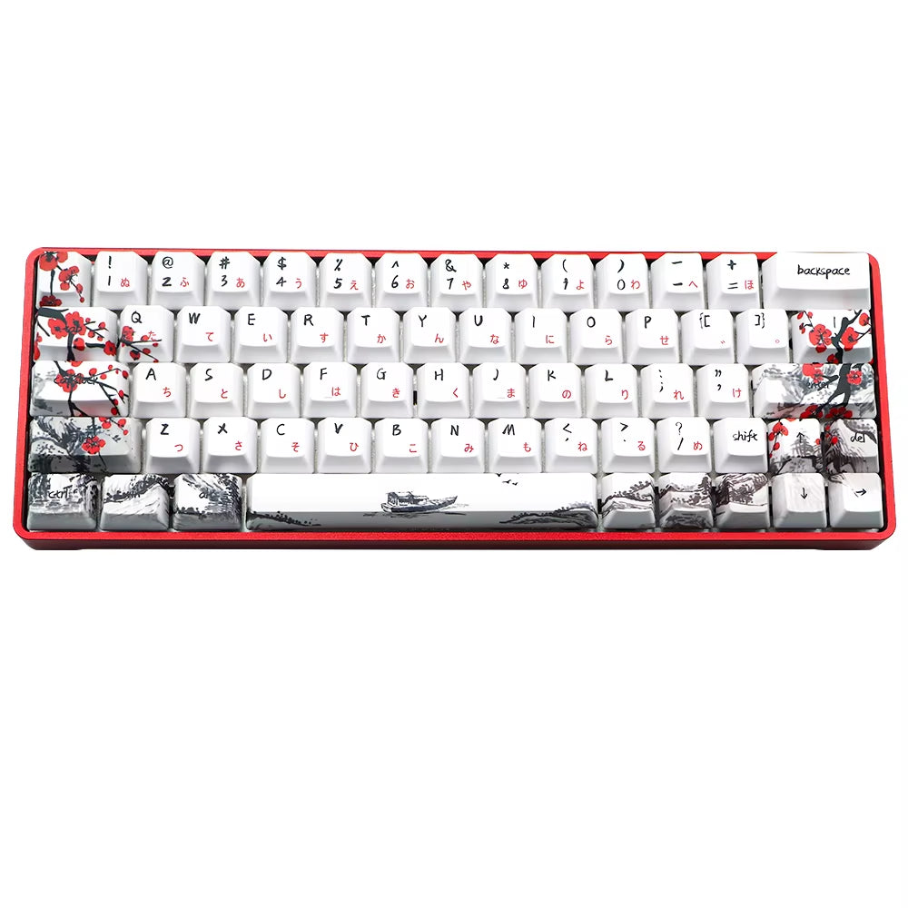 Just Sales s Novelty Allover Dye Subb Plum Blossom 71 Key OEM Profile  for RK61 ALT61 Anne PRO2 Gk61 Gk64 Dz60 Key
