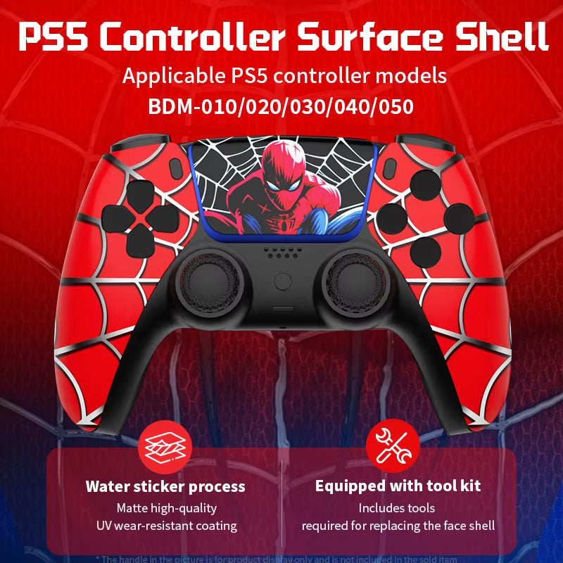 PS5 Controller Case Touchpad Game Controller Cover Replacement Front Panel Controller Case for BDM-010/020/030/040 Spider