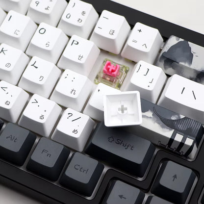 German French Spain Ink Lotus Pbt Keycap OEM Profile Dye Sub Keycaps for Gk61 Rk61 68 980 108 QWERTZ AZERTY MX Keyboard Key Caps