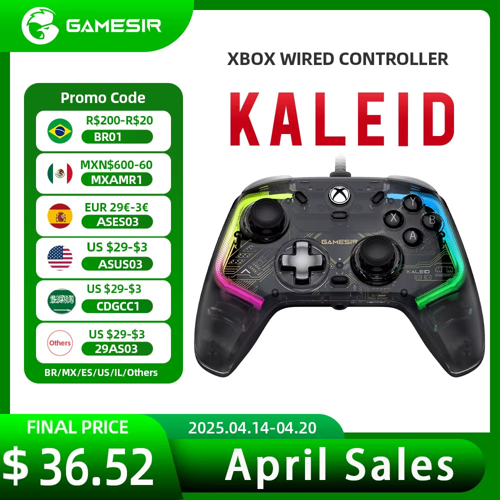 Gamesir Kaleid Xbox Controller Wired Gamepad with Hall Effect Joystick for Xbox Series X, Xbox Series S, Xbox One Game Console