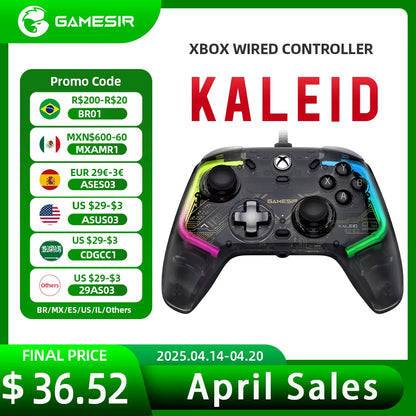 Gamesir Kaleid Xbox Controller Wired Gamepad with Hall Effect Joystick for Xbox Series X, Xbox Series S, Xbox One Game Console