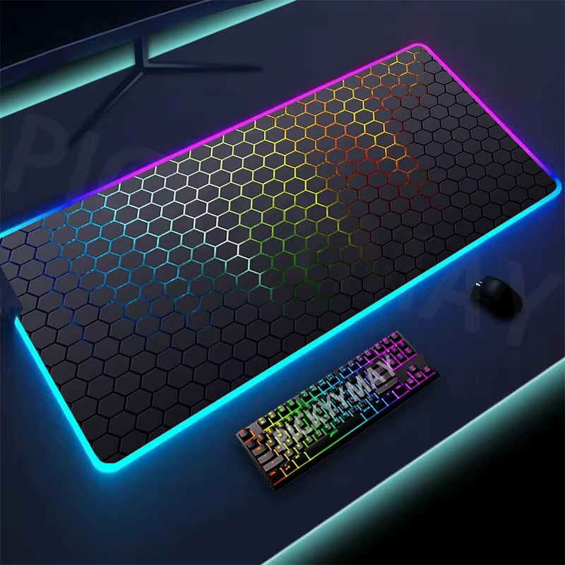 Geometry Large RGB Gamer Mousepad 40X90Cm Mouse Mat Gaming Mousepads LED Keyboard Mats Luminous Desk Pads Mouse Pad for PC