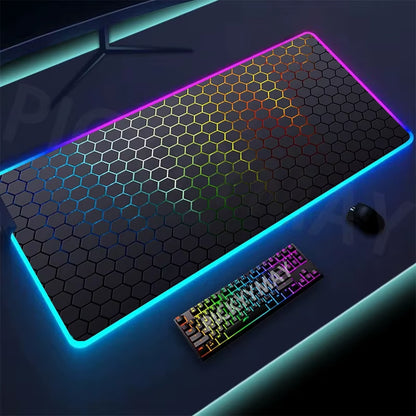 Geometry Large RGB Gamer Mousepad 40X90Cm Mouse Mat Gaming Mousepads LED Keyboard Mats Luminous Desk Pads Mouse Pad for PC