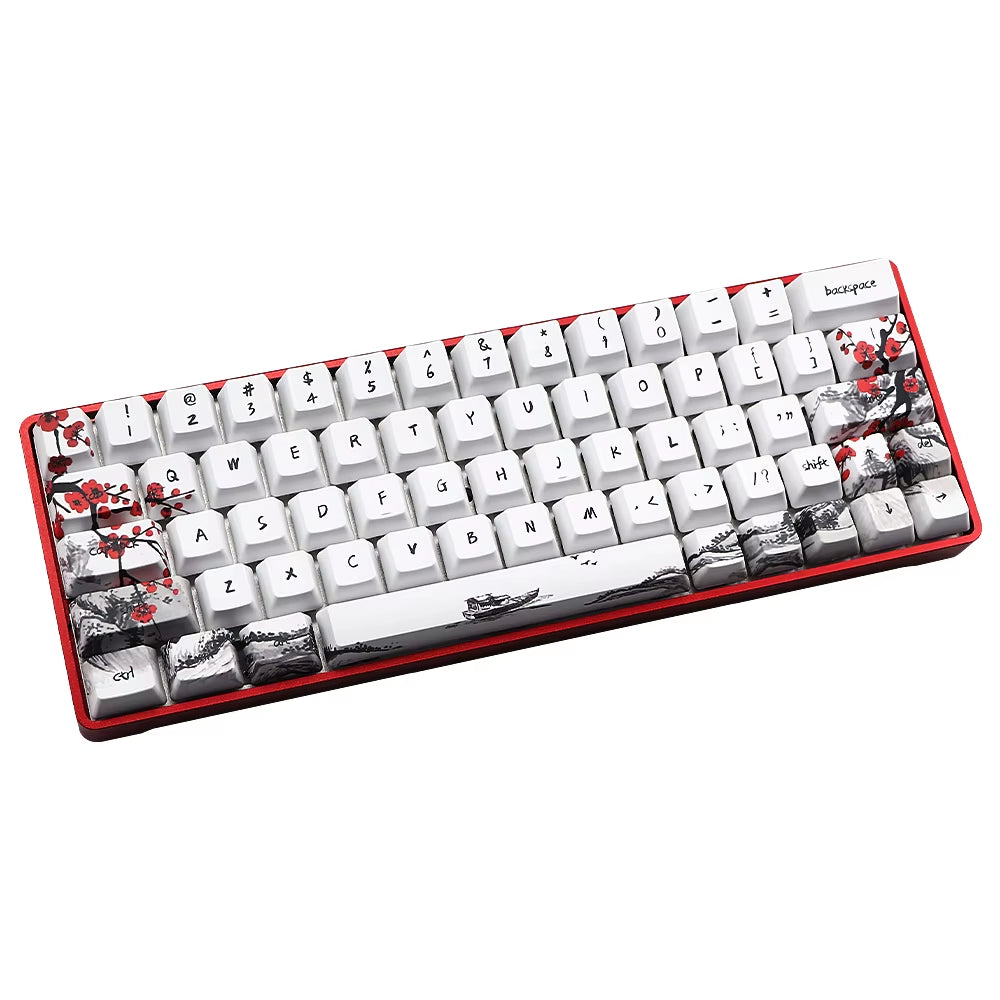 Just Sales s Novelty Allover Dye Subb Plum Blossom 71 Key OEM Profile  for RK61 ALT61 Anne PRO2 Gk61 Gk64 Dz60 Key