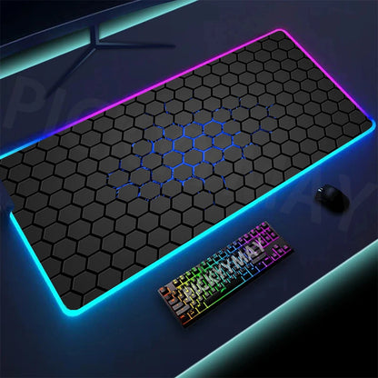Geometry Large RGB Gamer Mousepad 40X90Cm Mouse Mat Gaming Mousepads LED Keyboard Mats Luminous Desk Pads Mouse Pad for PC