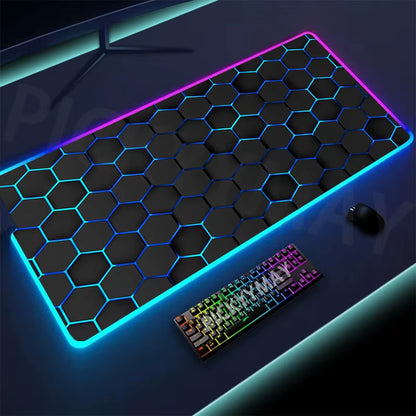 Geometry Large RGB Gamer Mousepad 40X90Cm Mouse Mat Gaming Mousepads LED Keyboard Mats Luminous Desk Pads Mouse Pad for PC